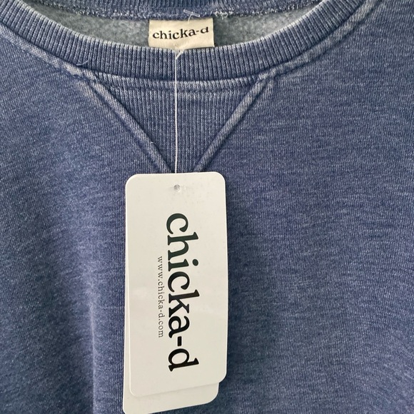 Chicka-d Burnout Hi-Lo Crew Sweatshirt Cardinal Blue Black NWT Size L (J-6) - Picture 4 of 7